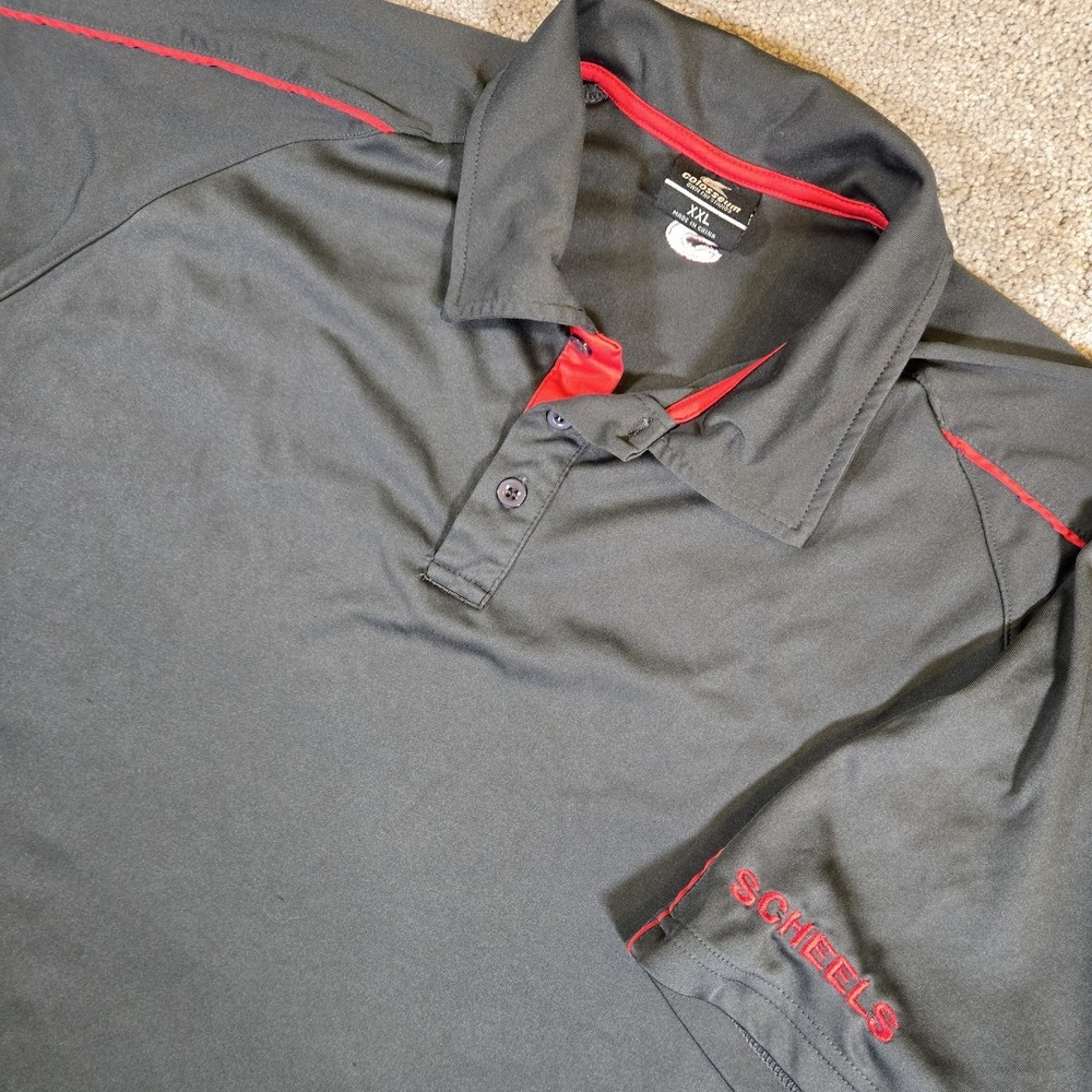 Colosseum Polo Shirt Mens 2XL Gray Scheels Logo Essentials‎ Lightweight Top